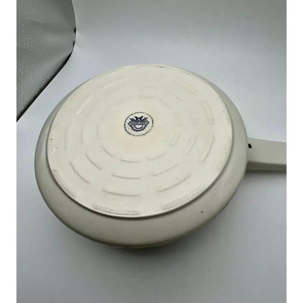 Vtg Villeroy & Boch Rooster Design Fondue Pot With Glass Insert & Lid Porcelain